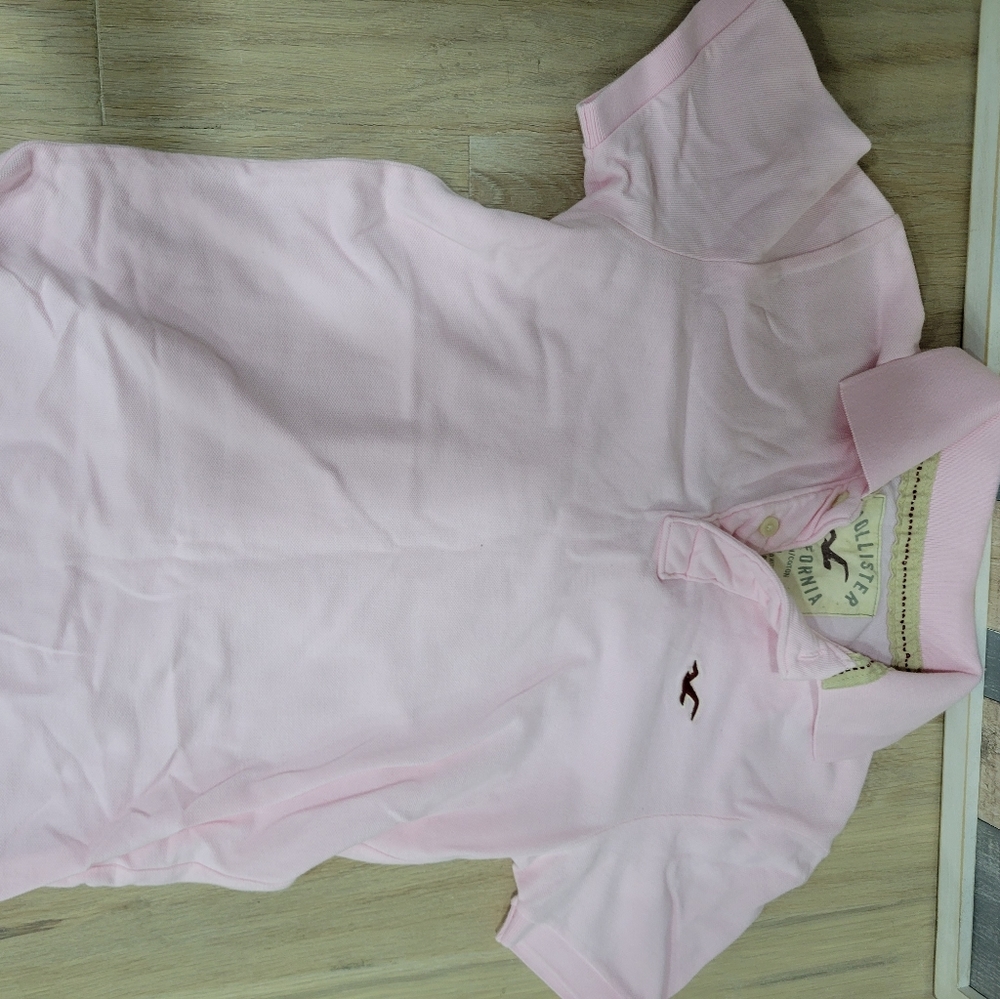 Hollister light pink polo shirt